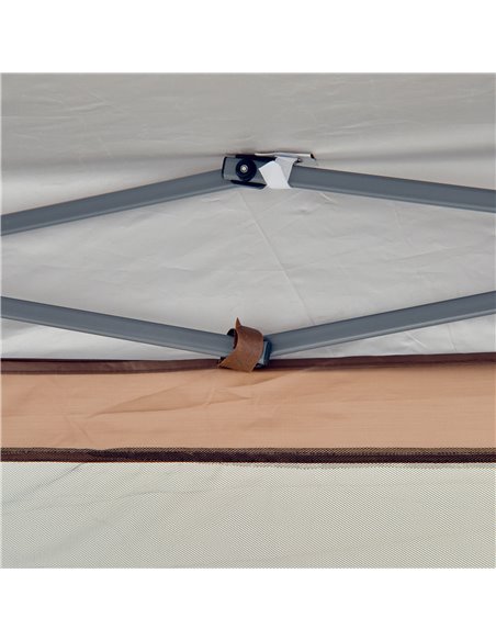 Outsunny 3x3.5m Hexagonal Pop Up Gazebo Party Canopy Height Adjustable Tent Sun Shelter w/ Mosquito Netting Zipped Door, Brown - pic 18583 | FastDaddyshop