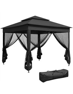 Outsunny 3 x 3(m) Pop Up Gazebo, Double-roof Garden Tent with Netting and Carry Bag, Party Event Shelter, Black