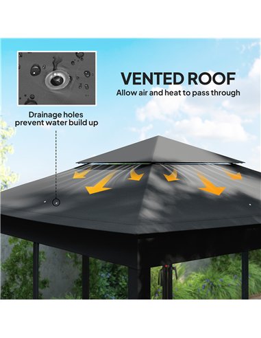 Outsunny 3 x 3(m) Pop Up Gazebo, Double-roof Garden Tent with Netting and Carry Bag, Party Event Shelter, Black