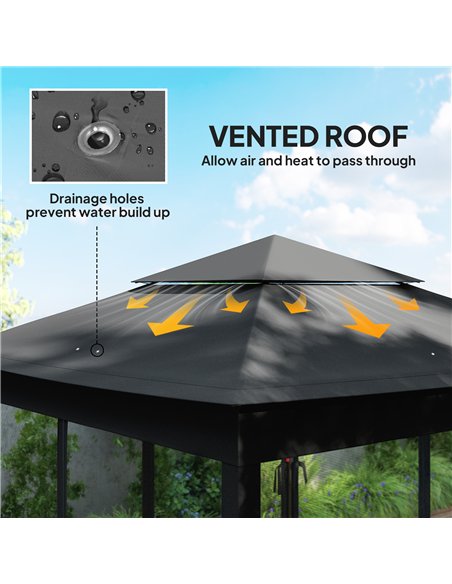 Outsunny 3 x 3(m) Pop Up Gazebo, Double-roof Garden Tent with Netting and Carry Bag, Party Event Shelter, Black - pic 185841 | FastDaddyshop