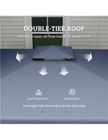 Outsunny 3 x 3(m) Patio Gazebo Canopy Garden Pavilion Tent Shelter Marquee with 2 Tier Roof, Netting and Curtains, Dark Blue