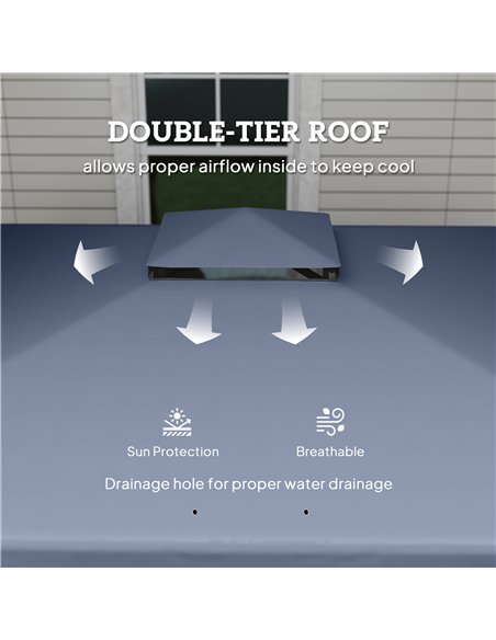 Outsunny 3 x 3(m) Patio Gazebo Canopy Garden Pavilion Tent Shelter Marquee with 2 Tier Roof, Netting and Curtains, Dark Blue - pic 185849 | FastDaddyshop
