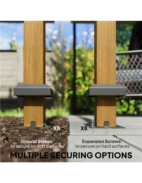 Outsunny 3 x 3 m Outdoor Hardtop Gazebo Canopy with 2-Tier Steel Roof, Wood Garden Gazebo with Curtains, Grey - pic 185871 | FastDaddyshop