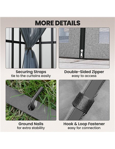 Outsunny 3 x 3(m) Patio Gazebo Canopy Garden Pavilion Tent Shelter with 2 Tier Roof and Mosquito Netting, Light Grey - pic 185886 | FastDaddyshop