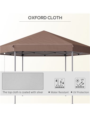 Outsunny 4m x 4m Hexagonal Metal Frame Garden Gazebo Brown