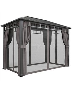 Outsunny 2 x 3.5 m Hardtop Gazebo with Galvanised Steel Roof, Waterproof Permanent Pavilion Garden Gazebo with Netting and Curta