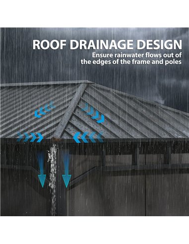Outsunny 2 x 3.5 m Hardtop Gazebo with Galvanised Steel Roof, Waterproof Permanent Pavilion Garden Gazebo with Netting and Curta