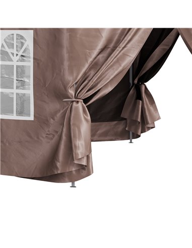 Outsunny 4m x 4m Hexagonal Metal Frame Garden Gazebo Brown