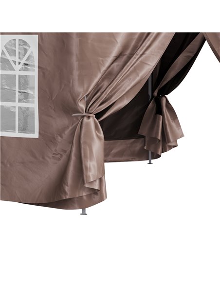 Outsunny 4m x 4m Hexagonal Metal Frame Garden Gazebo Brown - pic 18592 | FastDaddyshop