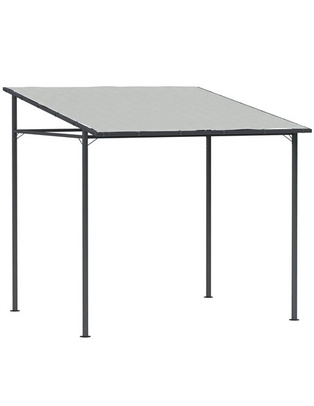 Outsunny 2.4 x 2.4 m Wall Mounted Pergola Gazebo with PA Coating Fabric, Metal Frame, UPF30+, Lean to Garden Gazebo, Light Grey - pic 185927 | FastDaddyshop