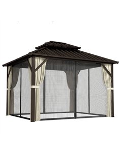 Outsunny 3x3.6 m Hardtop Gazebo Canopy with UPF50+ Double Galvanised Steel Roof, Aluminium Garden Gazebo Permanent Pavilion, Bro