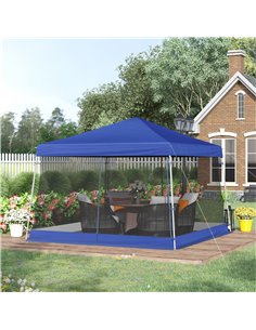 Outsunny 3.6x3.6m Outdoor Garden Pop-up Gazebo with Mesh Screen Side Walls, Blue 2