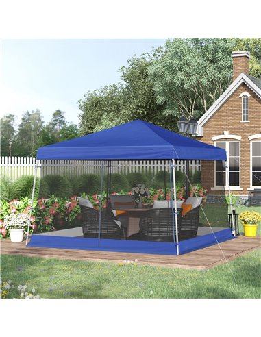 Outsunny 3.6x3.6m Outdoor Garden Pop-up Gazebo with Mesh Screen Side Walls, Blue