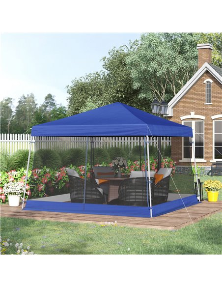 Outsunny 3.6x3.6m Outdoor Garden Pop-up Gazebo with Mesh Screen Side Walls, Blue - pic 18594 | FastDaddyshop