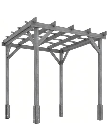 Outsunny 2 x 2m Wooden Pergola Kit, Decorative Garden Gazebo Shelter with Stable Structure for Climbing Vines, Flowers, Grey - pic 185945 | FastDaddyshop