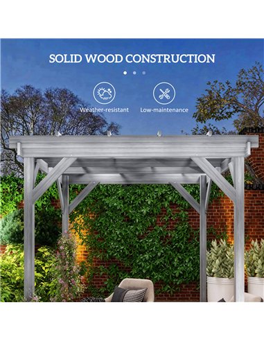 Outsunny 2 x 2m Wooden Pergola Kit, Decorative Garden Gazebo Shelter with Stable Structure for Climbing Vines, Flowers, Grey