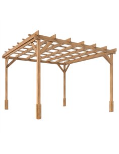 Outsunny 3 x 3 m Wooden Pergola Kit, Decorative Garden Gazebo Shelter with Stable Structure for Climbing Vines, Dark Brown