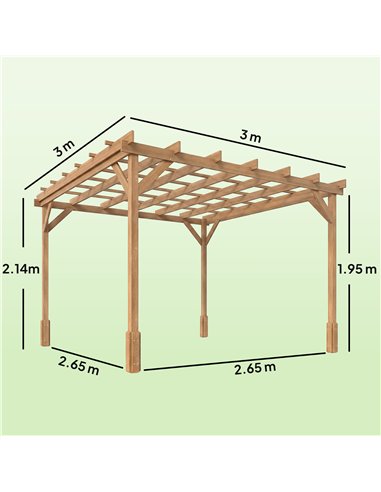 Outsunny 3 x 3 m Wooden Pergola Kit, Decorative Garden Gazebo Shelter with Stable Structure for Climbing Vines, Dark Brown