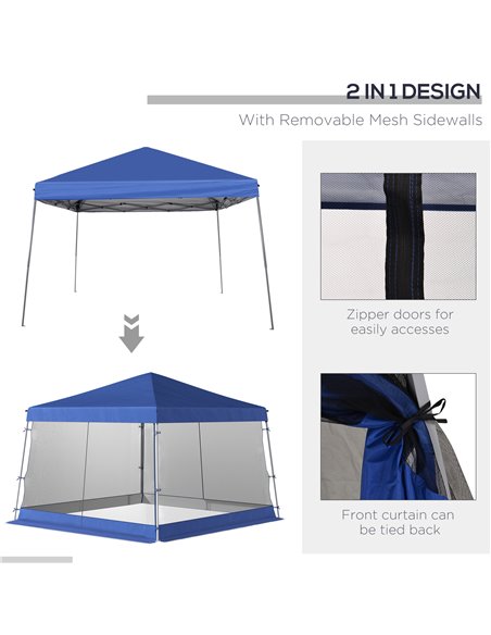 Outsunny 3.6 x 3.6m Outdoor Garden Pop-up Gazebo Canopy Tent Sun Shade Event Shelter Folding with Mesh Screen Side Walls  - Blue - pic 18596 | FastDaddyshop