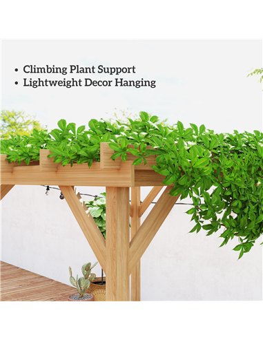 Outsunny 3 x 3 m Wooden Pergola Kit, Decorative Garden Gazebo Shelter with Stable Structure for Climbing Vines, Dark Brown