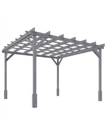 Outsunny 3 x 3 m Wooden Pergola Kit, Decorative Garden Gazebo Shelter with Stable Structure for Climbing Vines, Grey - pic 185963 | FastDaddyshop