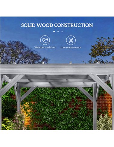 Outsunny 3 x 3 m Wooden Pergola Kit, Decorative Garden Gazebo Shelter with Stable Structure for Climbing Vines, Grey