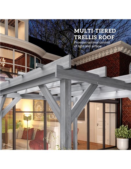 Outsunny 3 x 3 m Wooden Pergola Kit, Decorative Garden Gazebo Shelter with Stable Structure for Climbing Vines, Grey - pic 185967 | FastDaddyshop