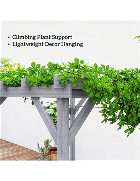 Outsunny 3 x 3 m Wooden Pergola Kit, Decorative Garden Gazebo Shelter with Stable Structure for Climbing Vines, Grey - pic 185970 | FastDaddyshop