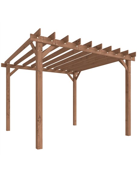Outsunny 3 x 3 m Wooden Pergola Kit, Garden Pergola Gazebo Grape Trellis with Triangle Supports, Maple Wood-effect - pic 185972 | FastDaddyshop