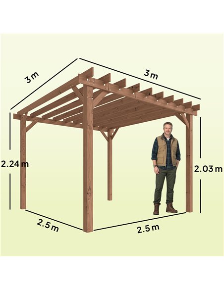 Outsunny 3 x 3 m Wooden Pergola Kit, Garden Pergola Gazebo Grape Trellis with Triangle Supports, Maple Wood-effect - pic 185974 | FastDaddyshop