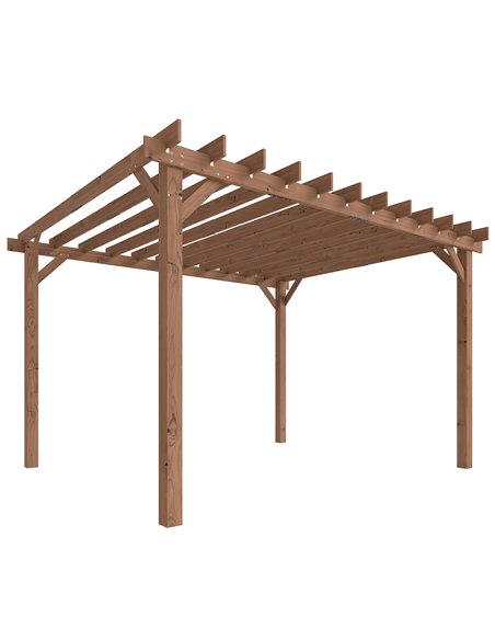 Outsunny 3.6 x 3 m Wooden Pergola Kit, Garden Pergola Gazebo Grape Trellis with Triangle Supports, Maple Wood-effect - pic 185981 | FastDaddyshop