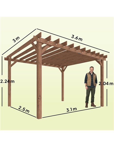 Outsunny 3.6 x 3 m Wooden Pergola Kit, Garden Pergola Gazebo Grape Trellis with Triangle Supports, Maple Wood-effect - pic 185983 | FastDaddyshop