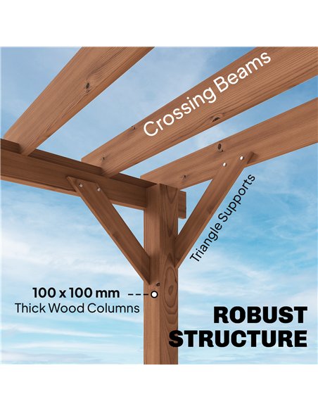 Outsunny 3.6 x 3 m Wooden Pergola Kit, Garden Pergola Gazebo Grape Trellis with Triangle Supports, Maple Wood-effect - pic 185984 | FastDaddyshop
