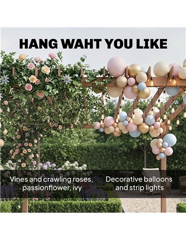 Outsunny 3.6 x 3 m Wooden Pergola Kit, Garden Pergola Gazebo Grape Trellis with Triangle Supports, Maple Wood-effect
