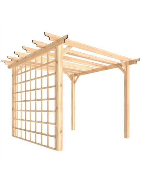 Outsunny 3 x 3 m Wooden Pergola Kit, Garden Pergola Gazebo Arch with Trellis for Climbing Vines, Flowers, Nature Wood Finish - pic 185990 | FastDaddyshop