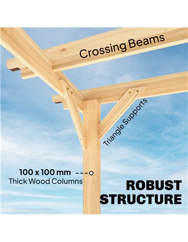 Outsunny 3 x 3 m Wooden Pergola Kit, Garden Pergola Gazebo Arch with Trellis for Climbing Vines, Flowers, Nature Wood Finish