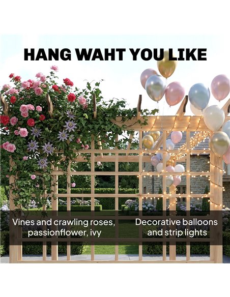 Outsunny 3 x 3 m Wooden Pergola Kit, Garden Pergola Gazebo Arch with Trellis for Climbing Vines, Flowers, Nature Wood Finish - pic 185996 | FastDaddyshop