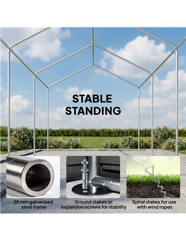 Outsunny 3 x 6 m Heavy Duty Carport, Portable Garage Car Canopy Tent with Galvanised Frame, Doors, Windows, Dark Grey