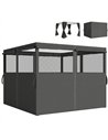 Outsunny 4 Pack Replacement Gazebo Curtains Privacy Panel for Most 3 x 3 m Gazebo, Outdoor Shelter Sidewalls, Dark Grey