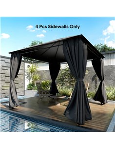 Outsunny 4 Pack Replacement Gazebo Curtains Privacy Panel for Most 3 x 3 m Gazebo, Outdoor Shelter Sidewalls, Dark Grey 2