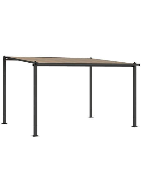 Outsunny 3.6 x 3 m Lean to Garden Pergola with PC Roof, Aluminium Frame Hardtop Gazebo Pergola with Drainage Gutters, Dark Grey - pic 186026 | FastDaddyshop
