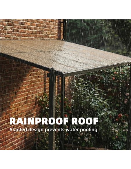 Outsunny 3.6 x 3 m Lean to Garden Pergola with PC Roof, Aluminium Frame Hardtop Gazebo Pergola with Drainage Gutters, Dark Grey - pic 186030 | FastDaddyshop