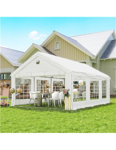 Outsunny 6 x 4 m Party Tent, Heavy Duty Gazebo Canopy with Windows, Outdoor Party Wedding Tent with 4 Removable Sidewalls