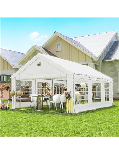 Outsunny 6 x 4 m Party Tent, Heavy Duty Gazebo Canopy with Windows, Outdoor Party Wedding Tent with 4 Removable Sidewalls - pic 186036 | FastDaddyshop