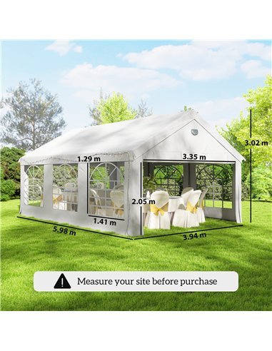 Outsunny 6 x 4 m Party Tent, Heavy Duty Gazebo Canopy with Windows, Outdoor Party Wedding Tent with 4 Removable Sidewalls