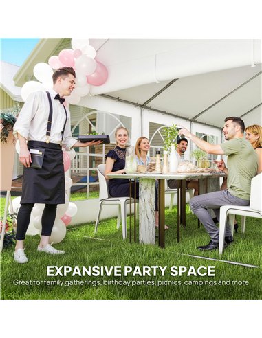Outsunny 6 x 4 m Party Tent, Heavy Duty Gazebo Canopy with Windows, Outdoor Party Wedding Tent with 4 Removable Sidewalls