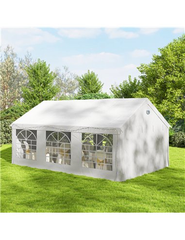 Outsunny 6 x 4 m Party Tent, Heavy Duty Gazebo Canopy with Windows, Outdoor Party Wedding Tent with 4 Removable Sidewalls