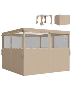 Outsunny 4 Pack Replacement Gazebo Curtains Privacy Panel for Most 3 x 3 m Gazebo, Outdoor Shelter Sidewalls, Khaki