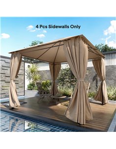 Outsunny 4 Pack Replacement Gazebo Curtains Privacy Panel for Most 3 x 3 m Gazebo, Outdoor Shelter Sidewalls, Khaki 2