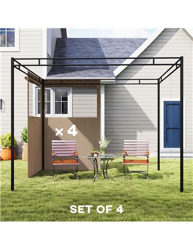 Outsunny 4 Pack Replacement Gazebo Curtains Privacy Panel for Most 3 x 3 m Gazebo, Outdoor Shelter Sidewalls, Khaki